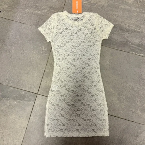 That’s So Fetch Claudia White Lace Mini Dress Slits Festival Round Neck XXS 0 - Picture 7 of 10